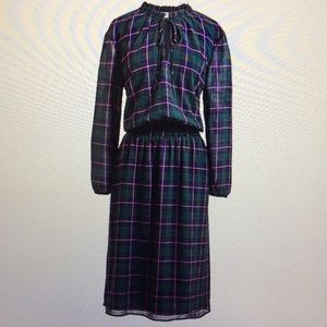 JCrew Long-sleeve printed tie-neck dress